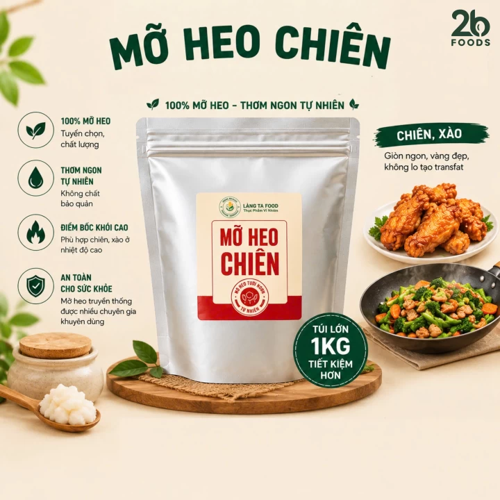 Mỡ heo chiên túi 1kg